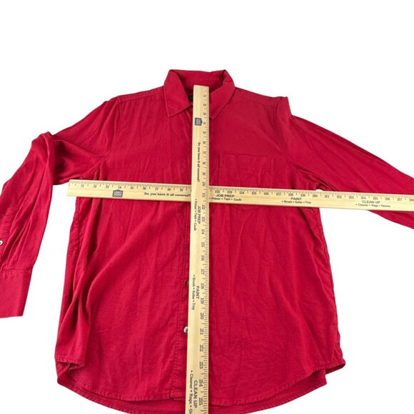 Banana Republic Mens Red Linen Blend Long Sleeve Button Up Shirt Size M Casual - Picture 9 of 10